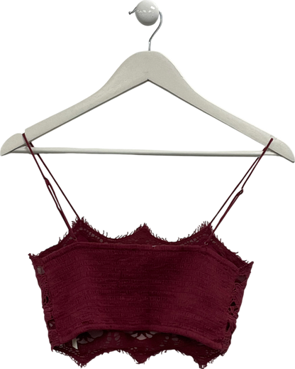 Free People Athena Scallop Crochet Bralette in Wine  UK S