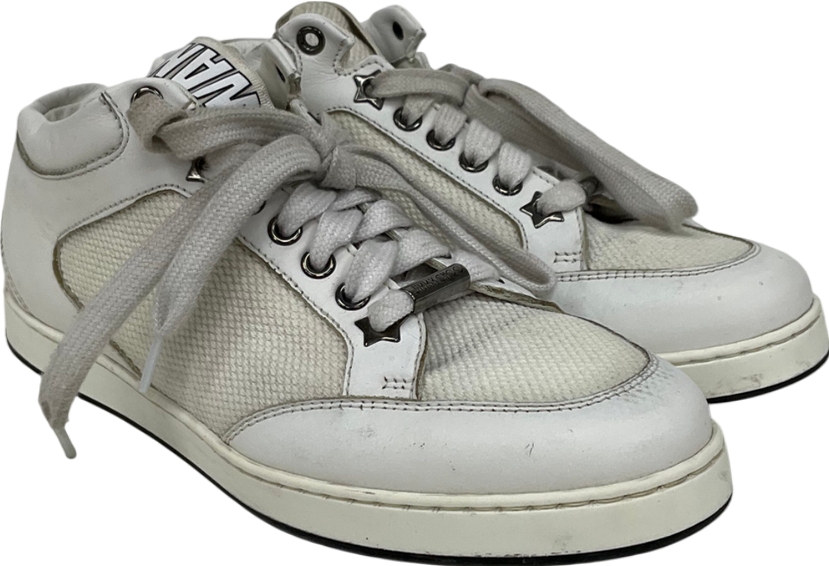 Jimmy Choo Miami White Leather Logo Tag Trainers UK 3 EU 36 👠