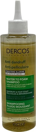 Vichy Dercos Anti-dandruff Water To Foam Shampoo, For Curls And Coils 200ml