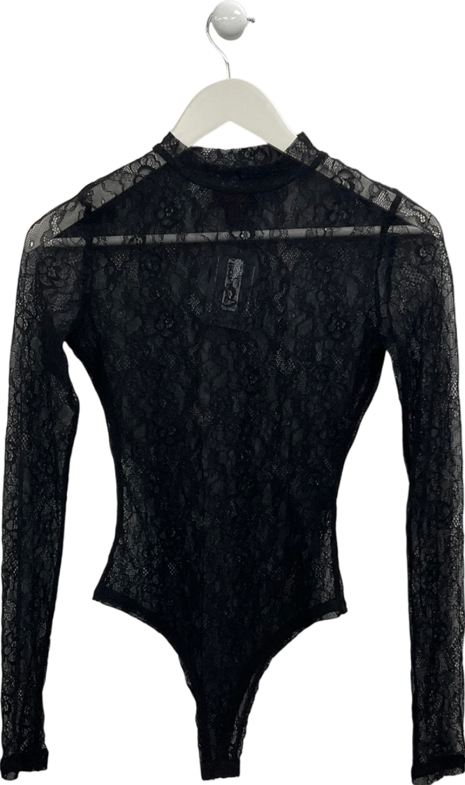 Misspap Black Lace Long Sleeve Bodysuit UK 6