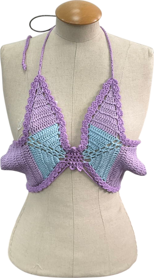 Skinnydip Purple Handmade Butterfly Crochet Top UK S
