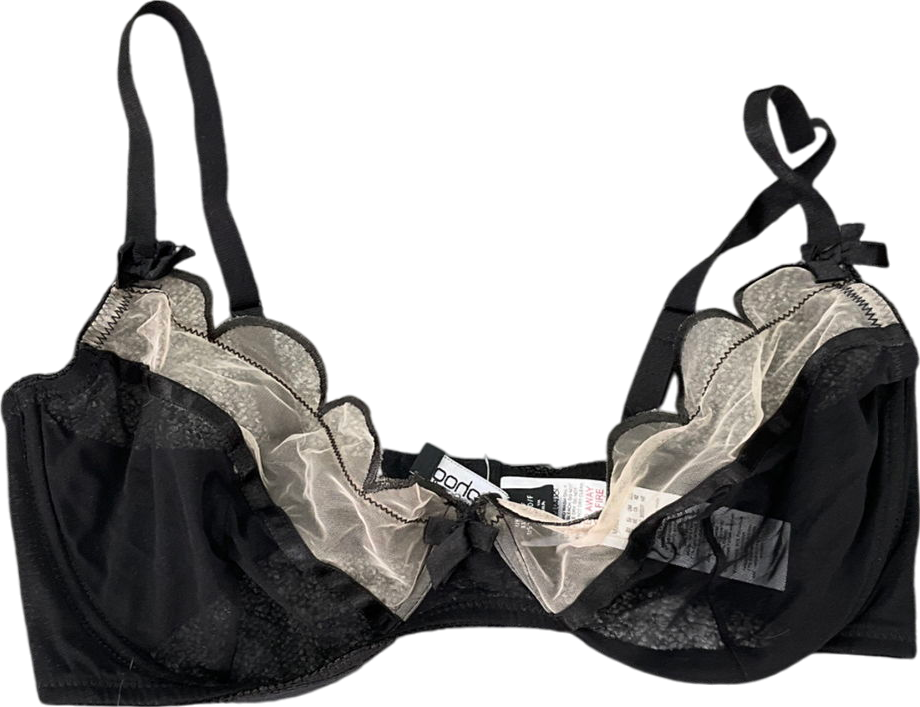 boohoo Black Mesh Lace Bra UK 36E
