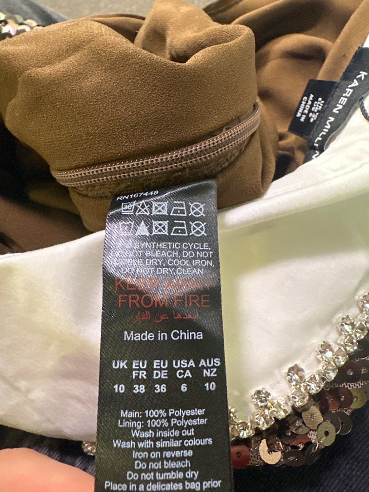 Karen Millen Gun Metal Sequin Woven Long Sleeve Crop Top UK 10