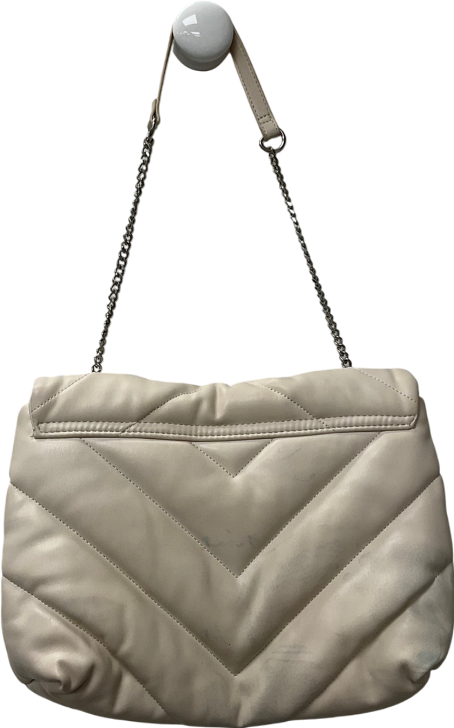 ZARA Cream Quilted Maxi Crossbody Bag One Size
