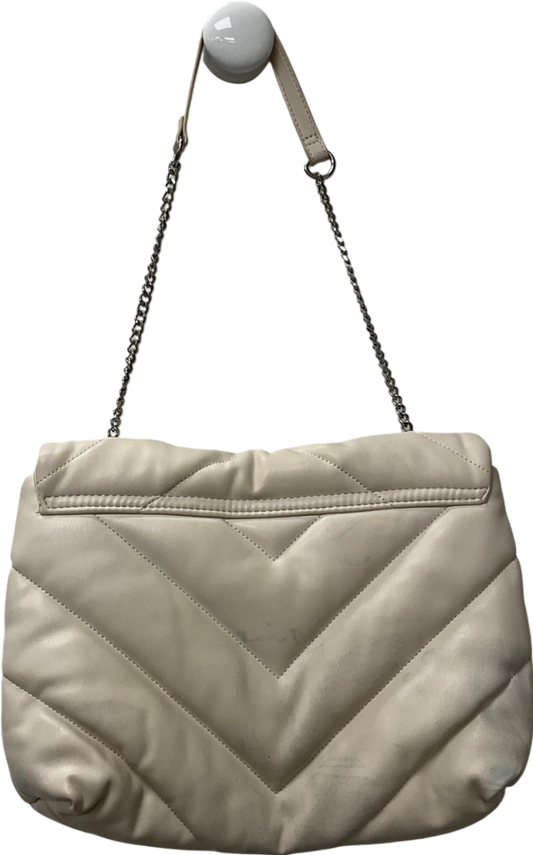 ZARA Cream Quilted Maxi Crossbody Bag One Size