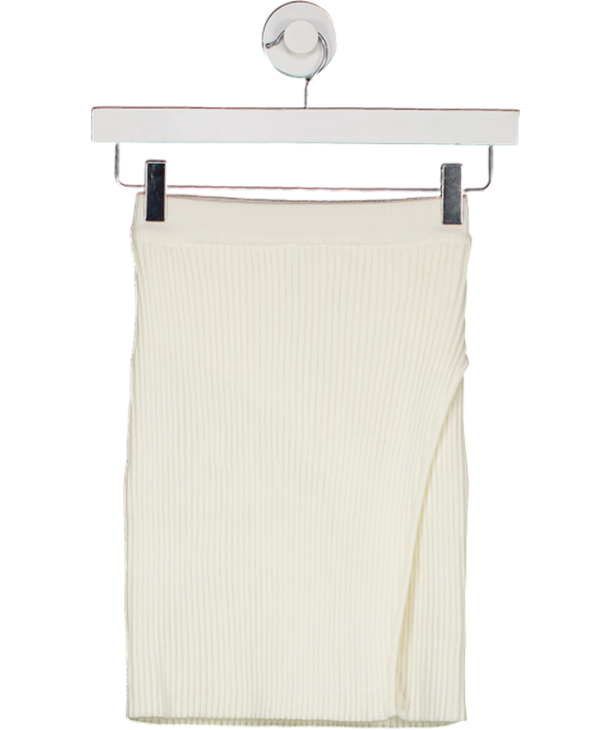 PRETTY LAVISH Cream Lakelyn Wrap Mini Knit Skirt UK XS