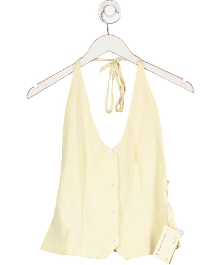pepper mayo Yellow Sarah Halterneck Vest Top UK 8