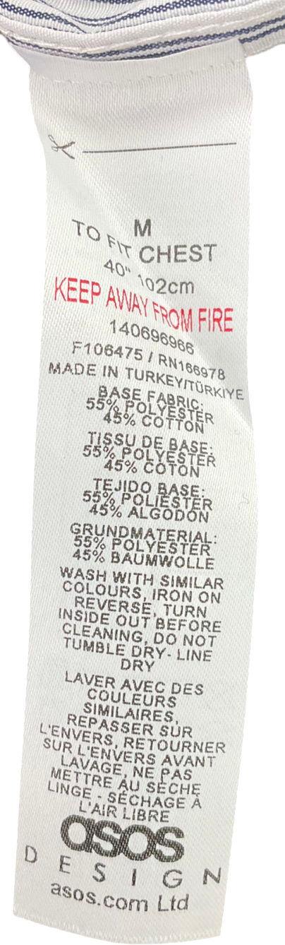 ASOS Shirt With Ruched Sleeves In Black & White Stripe UK M