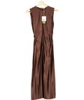 LilySilk Brown Sleeveless A-line Silk Dress UK 4