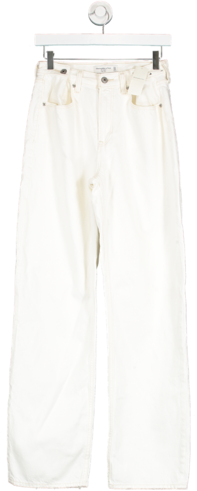 Abercrombie & Fitch White The Loose High Rise Jean - Long Length W24