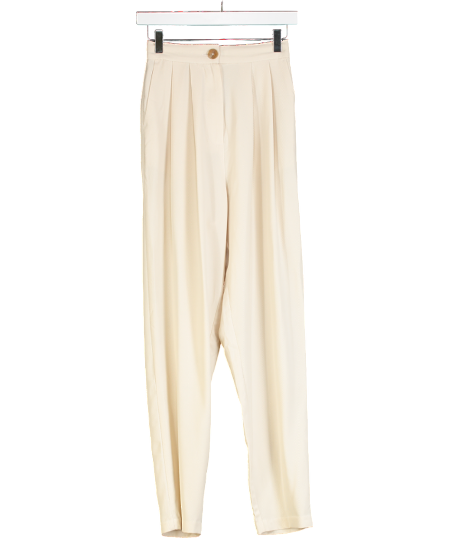 ASOS Beige Pleated Tailored Trousers UK 4