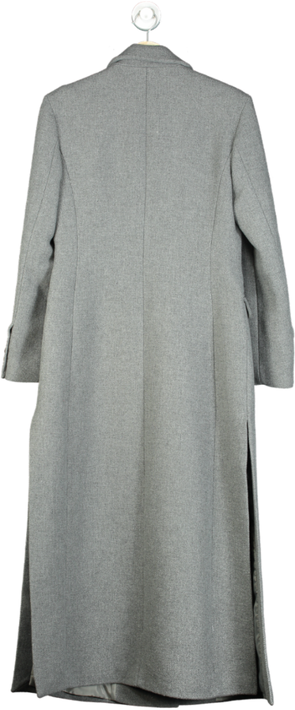 Karen Millen Grey Italian Wool Mix Maxi Double Breasted Tailored Coat UK 10