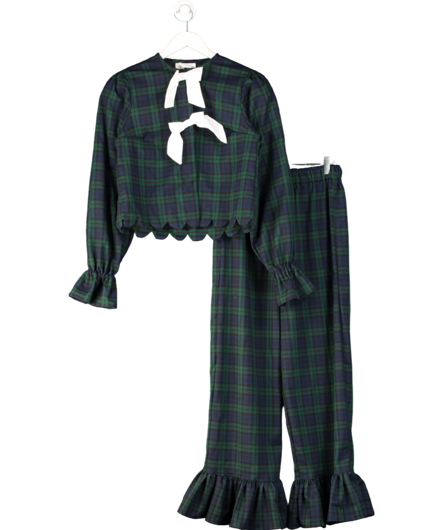 Mrs. Francoise Blue Romantic Tartan Top And Trousers UK S