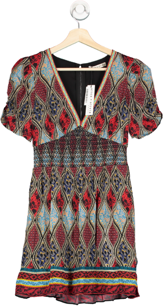 Alice + Olivia Jewel Multi Printed Dress Size UK 8