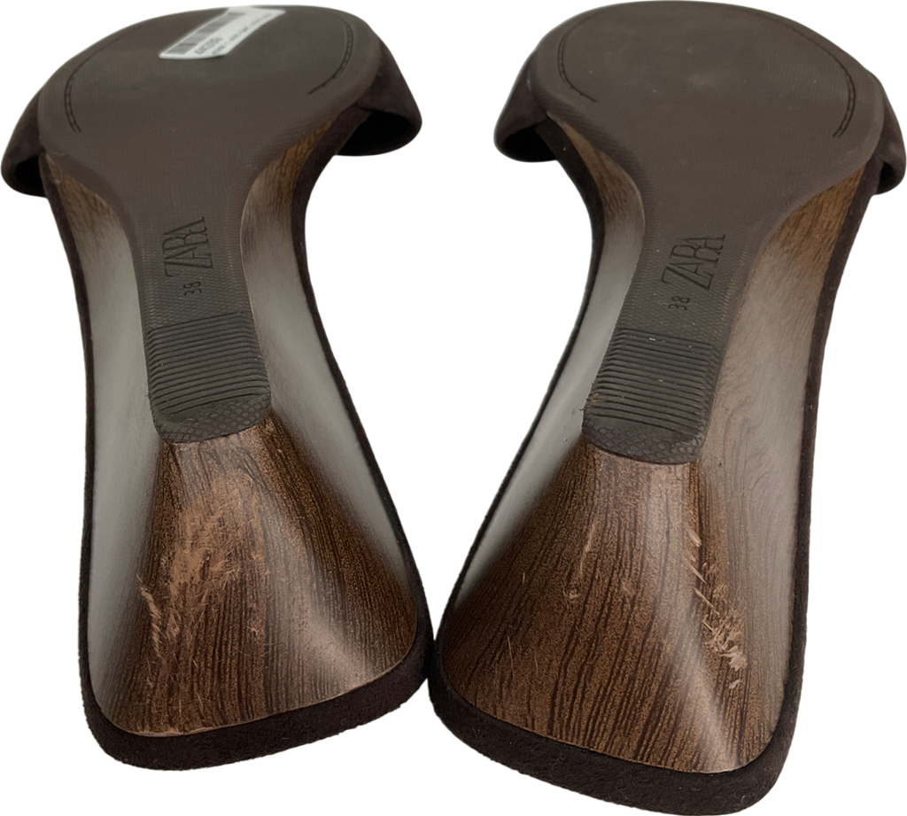 ZARA Brown Suede Wedge Sandals UK 5 EU 38 👠