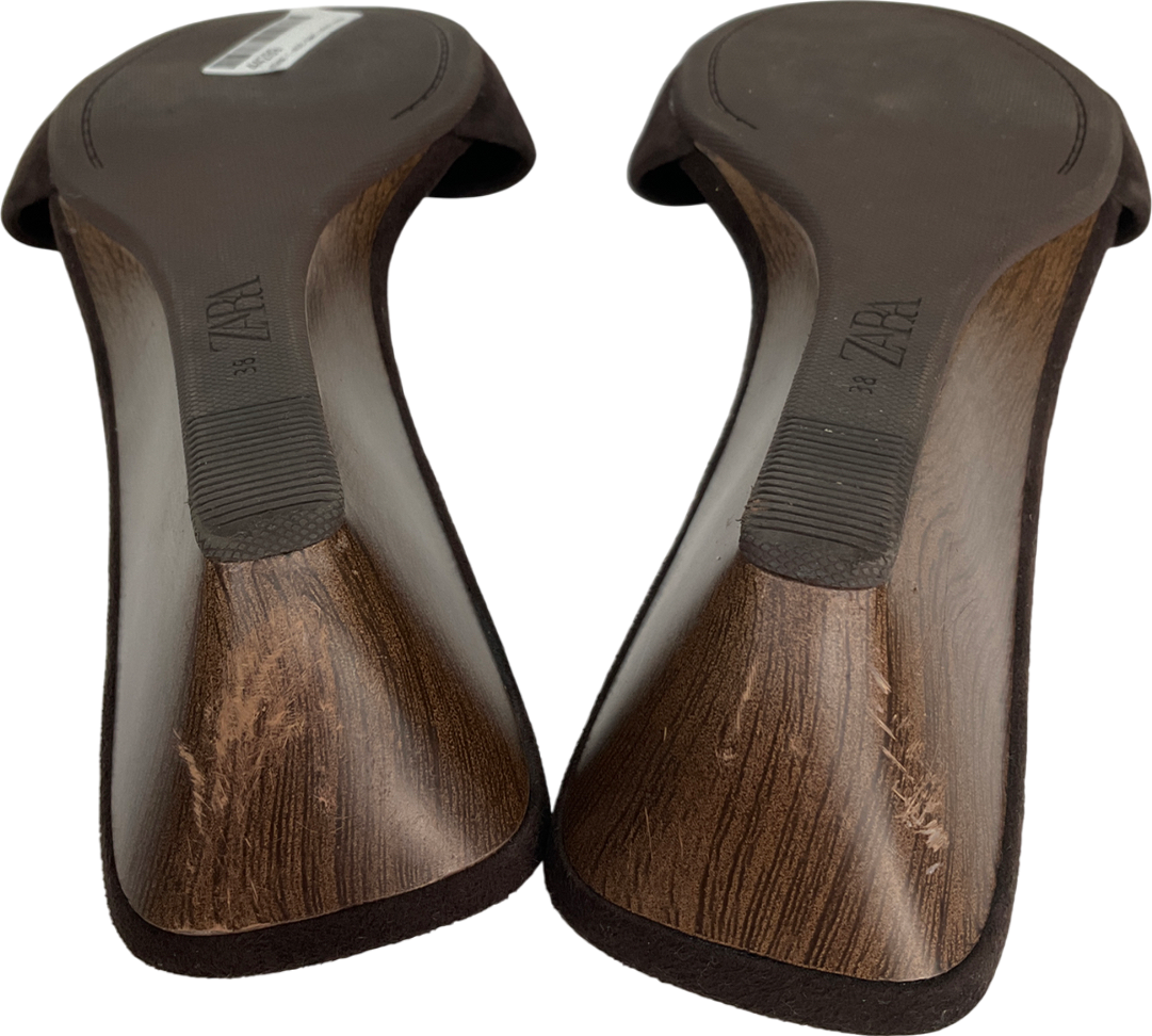 ZARA Brown Suede Wedge Sandals UK 5 EU 38 👠