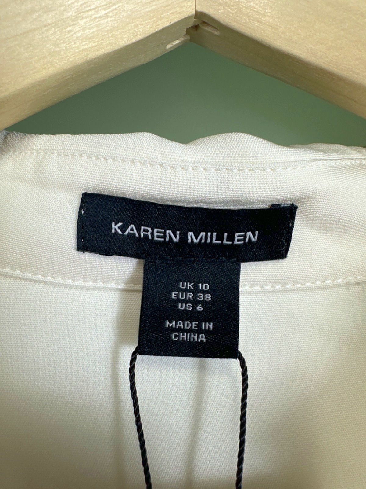 Karen Millen Ivory Premium Viscose Crepe Long Sleeve Collared Shirt UK 10
