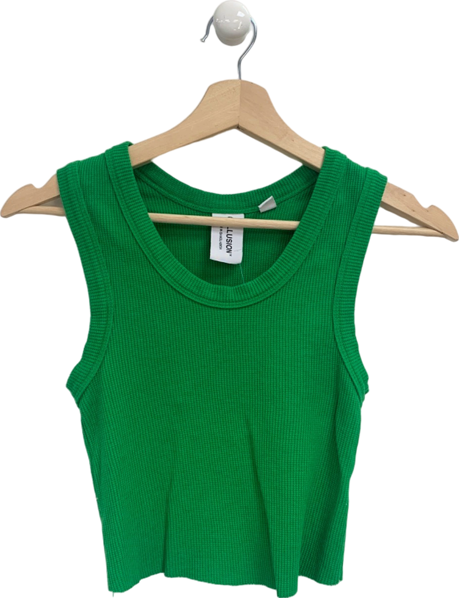 Collusion Green Ribbed Tank Top UK 8
