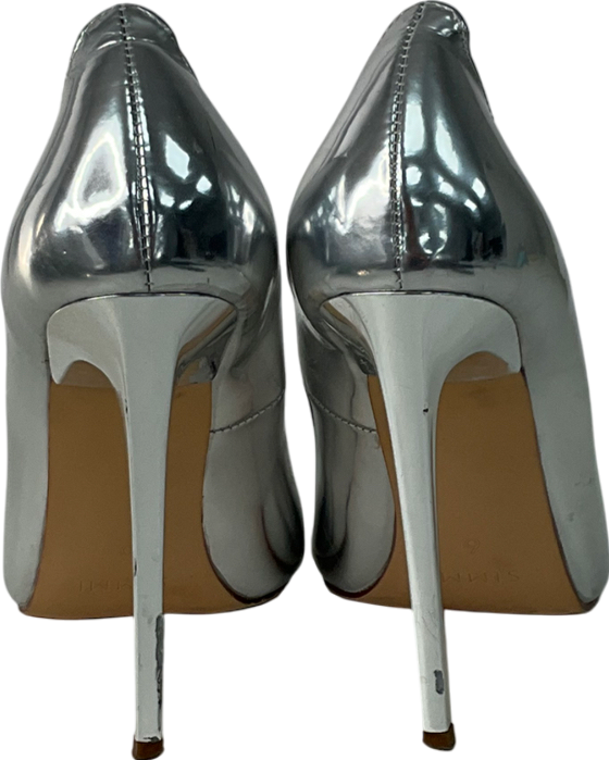 Simmi London Metallic Agathia Silver Mirror Stiletto Court Heels UK 6 EU 39 👠