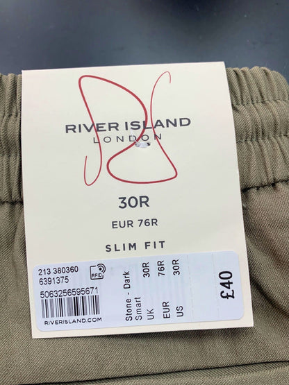 River Island Stone Slim Fit Cargo Trousers W30 R