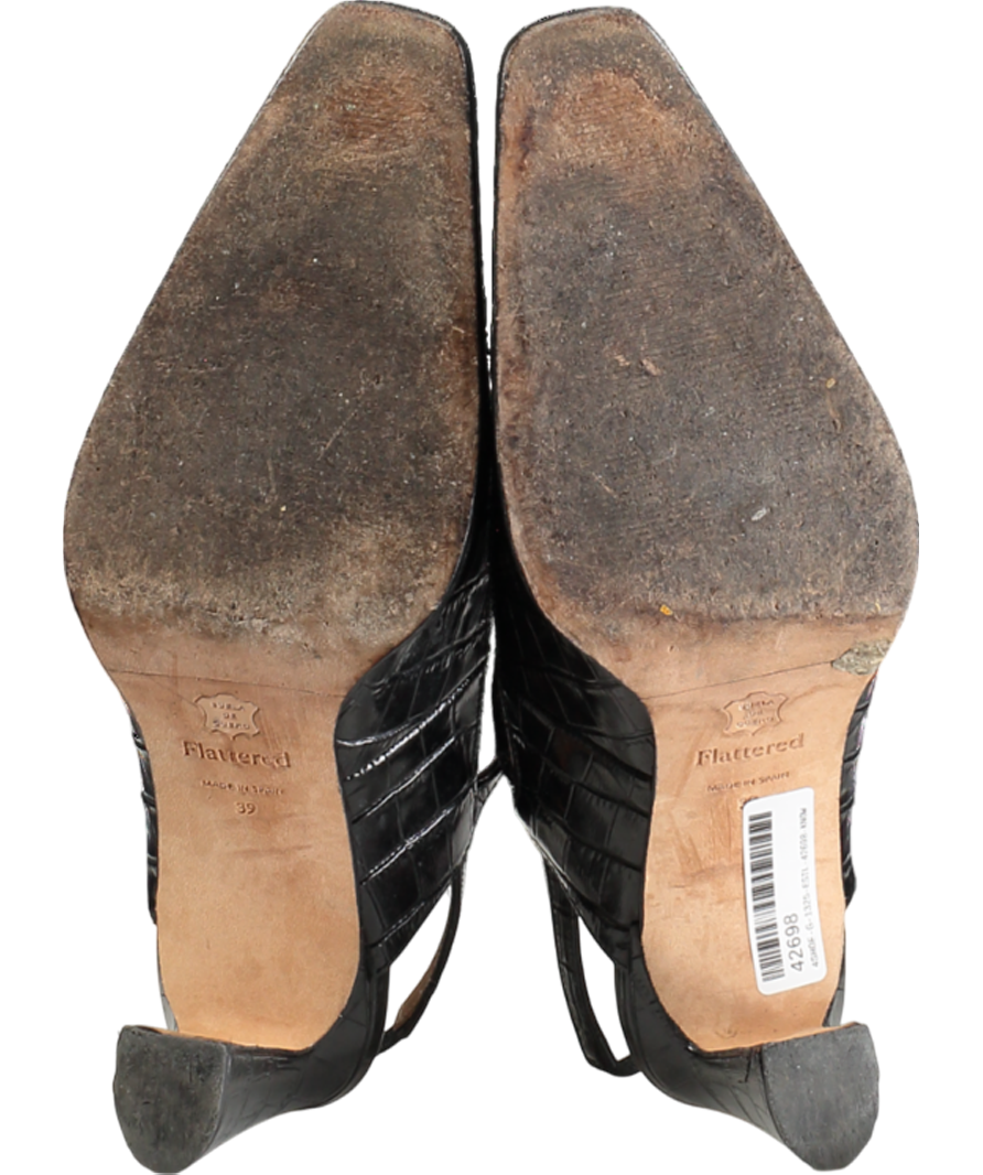 Flattered Alya Leather Black Sling back Heels  UK 6 EU 39 👠
