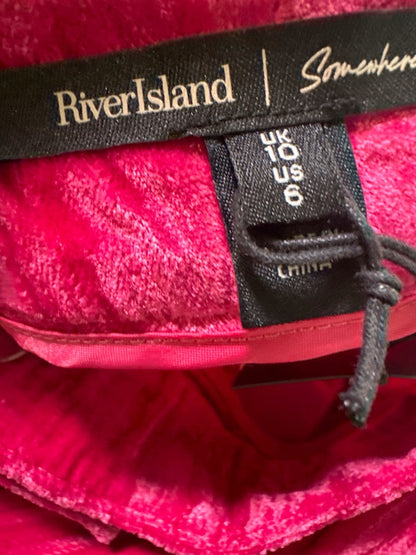 River Island Pink Velour Trousers UK 10