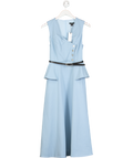 Karen Millen Blue Compact Stretch Belted Peplum Detail Full Skirted Midi Dress UK 8