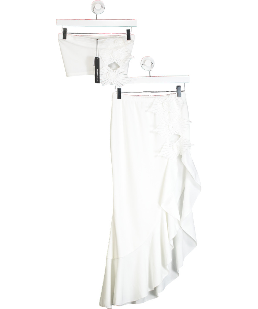 Fashion Nova White I Want Your Attention Skirt Set UK XS