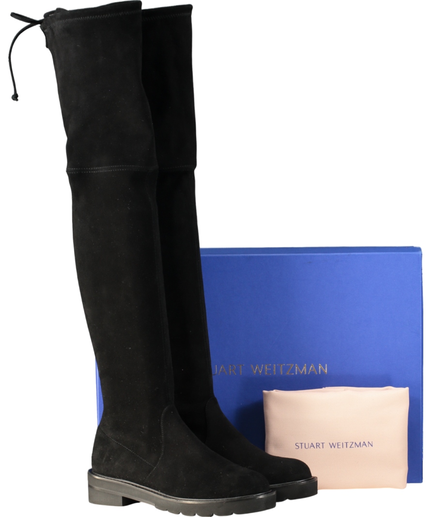 Stuart Weitzman Lowland Suede Over The Knee Boots, Black UK 4 EU 37 👠