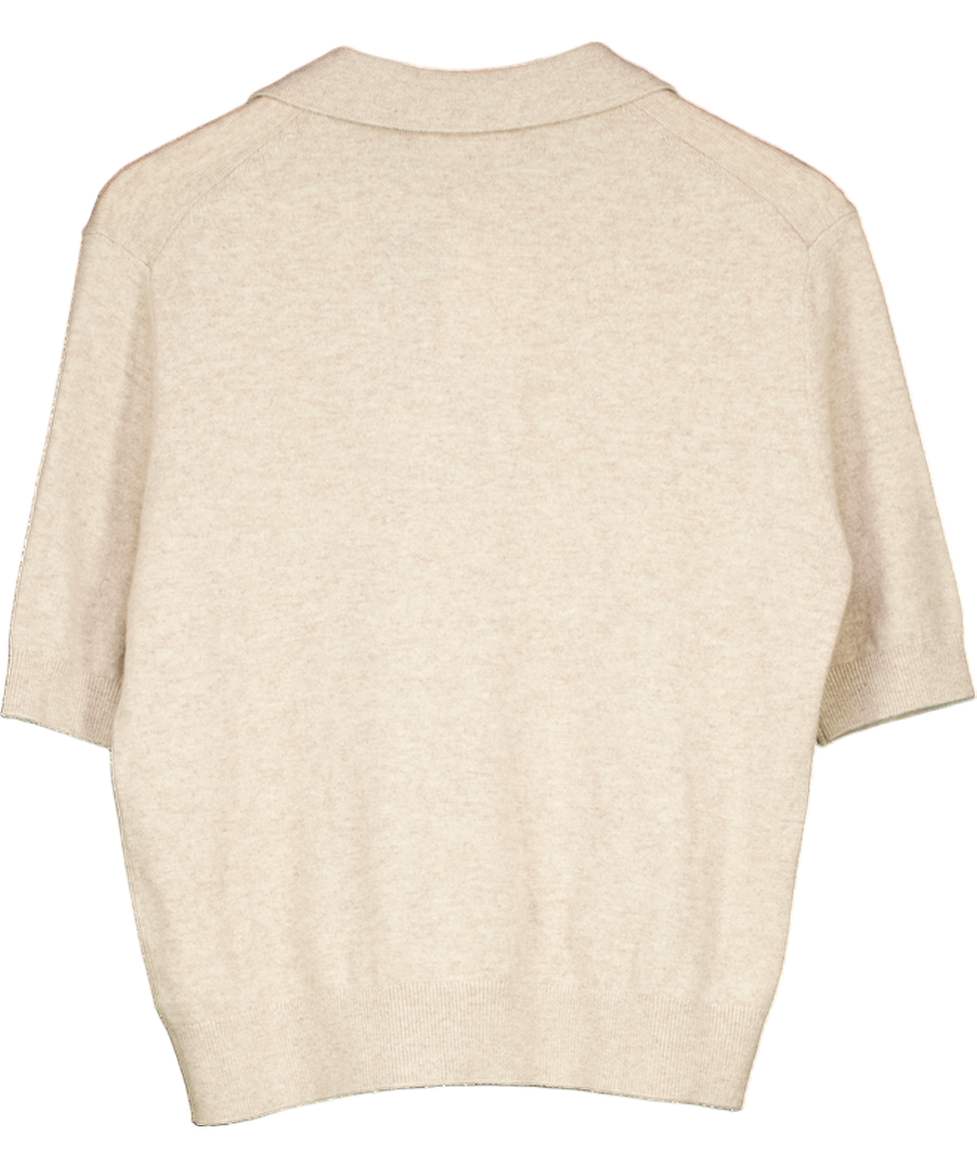 LilySilk Beige 100% Cashmere Polo Neck Sweater UK S