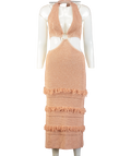 12th tribe Pink Rosado Rose Gold Lurex Midi Dress UK XS