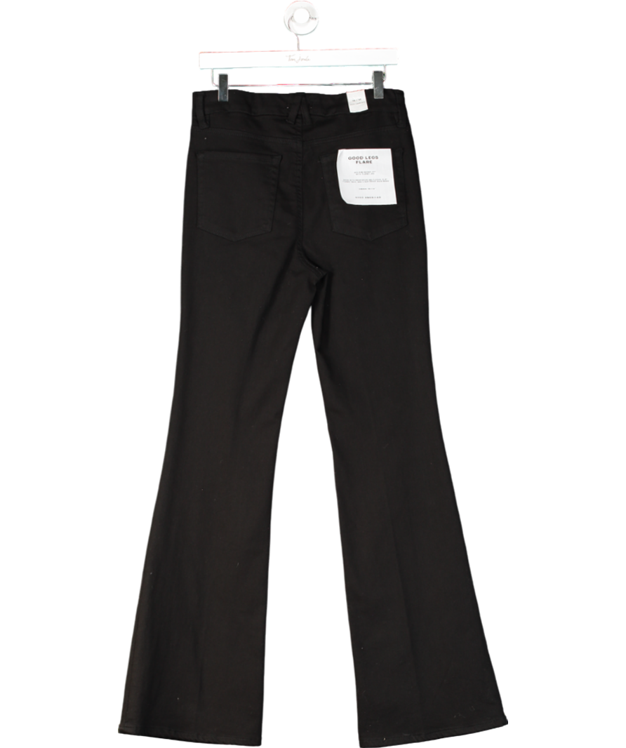 Good American Black Mid Rise Skinny Fit Flare Leg Trousers W31