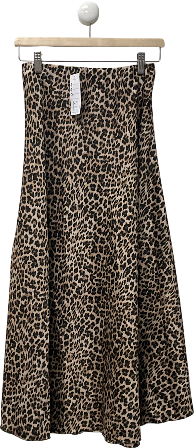 N°1 George Street Brown Lola Leopard Print Skirt UK S