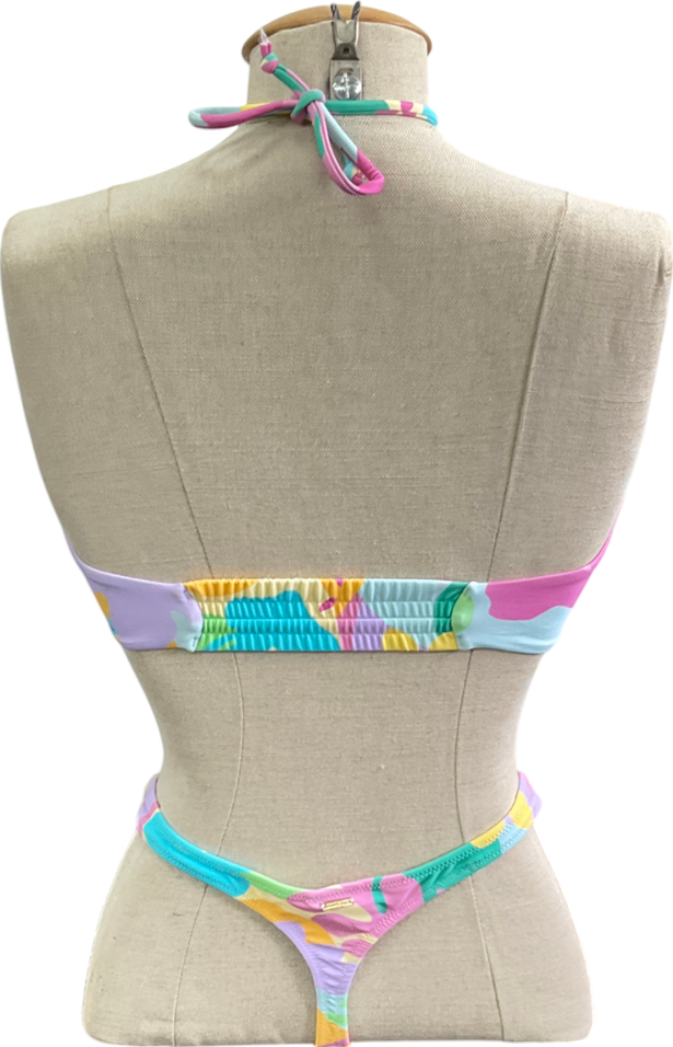 White Fox Multicoloured Kaki Bikini Set UK XS