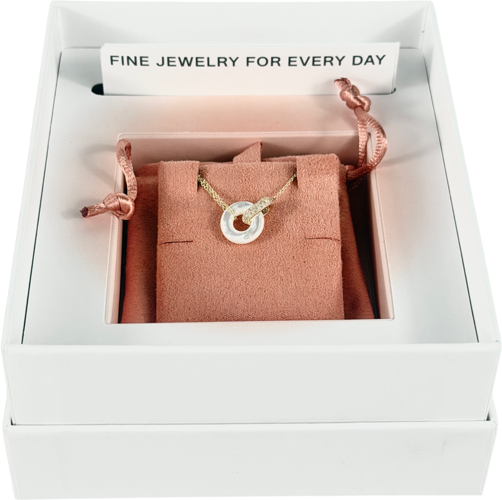 MEJURI 14k yellow gold Linked Pavé Diamond Pearl Necklace
