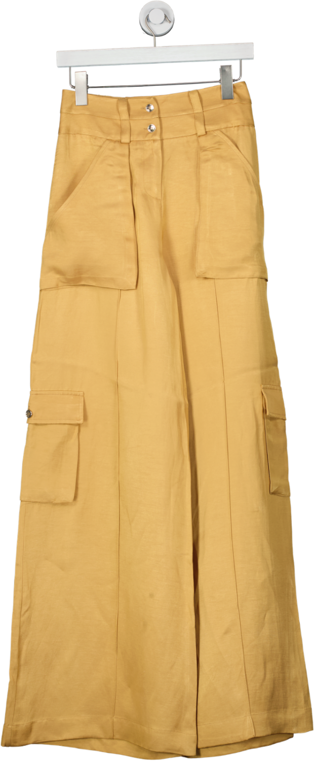 Karen Millen Brown Linen Utility Viscose Twill Combat Trouser UK 8