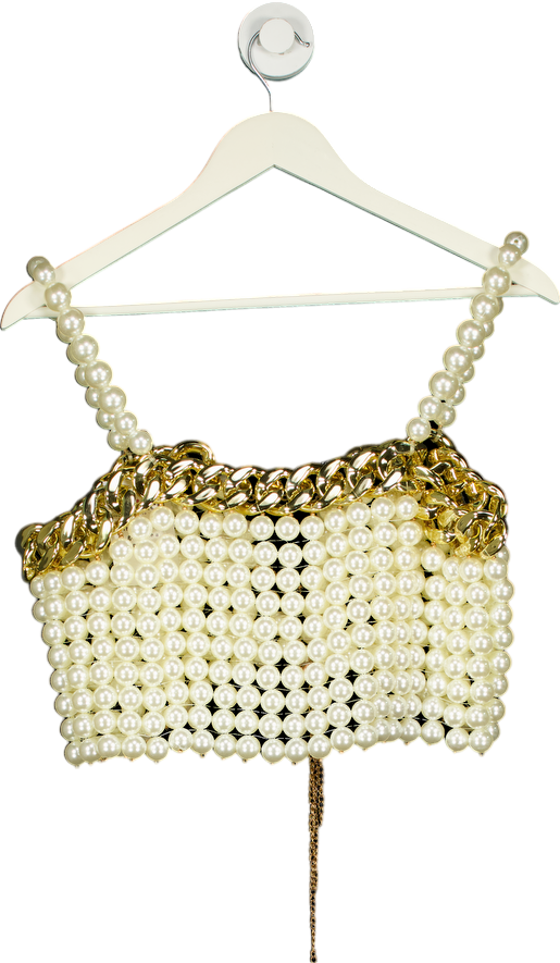 Pearl and Gold Chain Crop Top