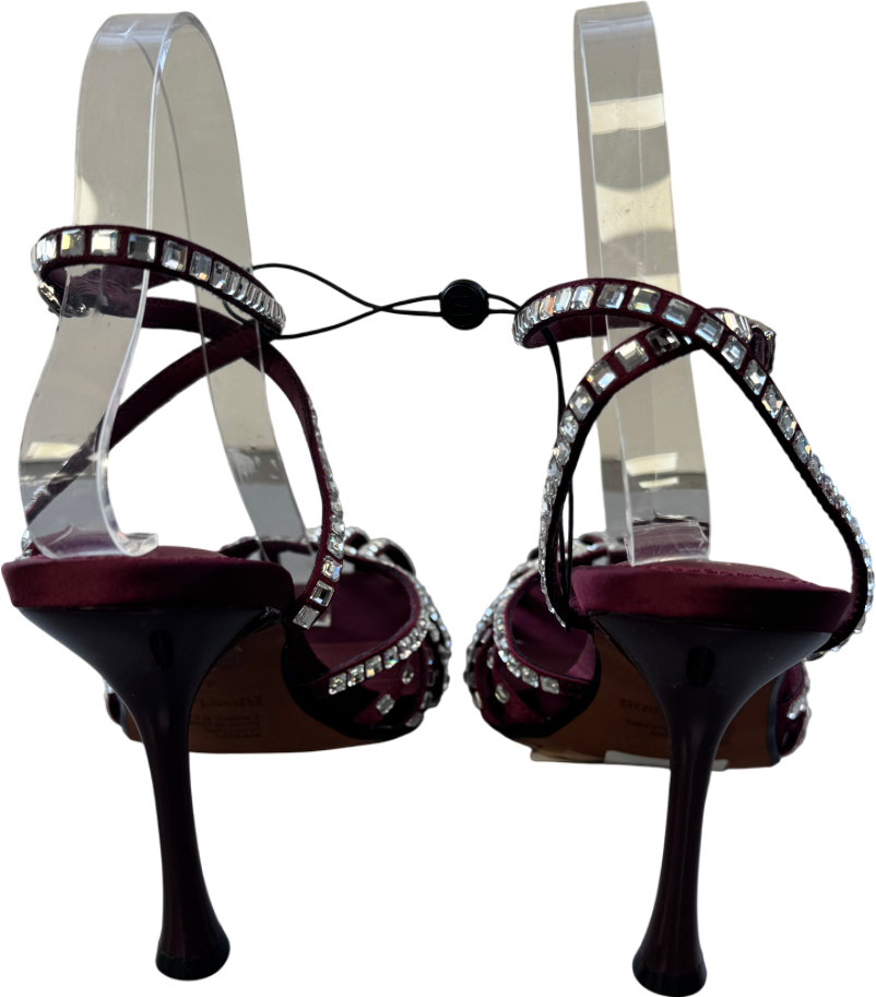 River Island Burgundy Red Caged Embellished Court Heels UK 4 EU 37 👠