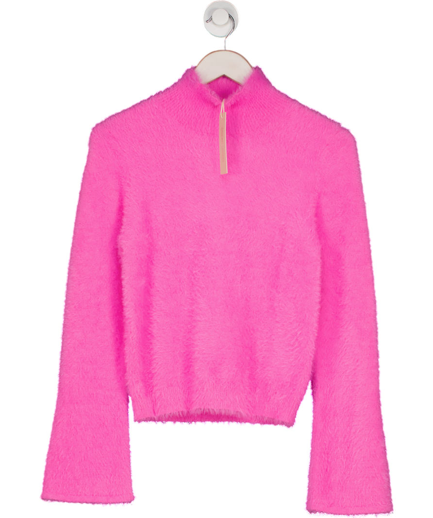 Dancing Leopard Fuzzy Knit Poppy Jumper In Bubblegum Pink UK 8