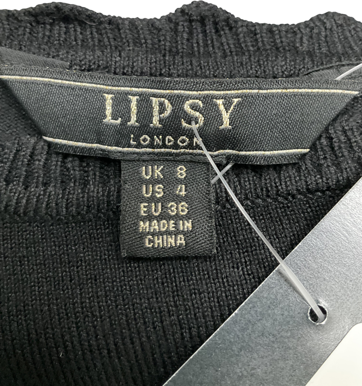 lipsy london Black Scallop Detail Long Sleeve Knitted Jumper UK 8