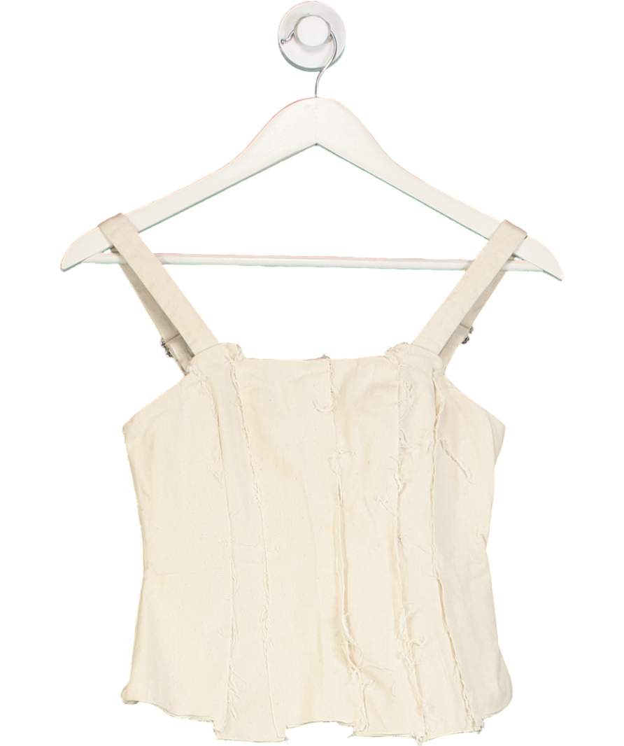 VRG GRL Cream Callie Frayed Top UK 6