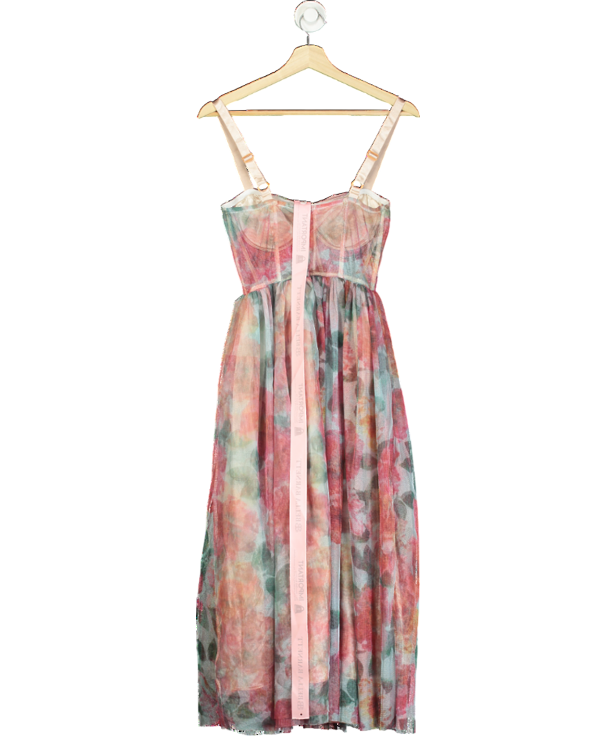 Bella Barnett Pink Floral Mesh Midi Dress UK S