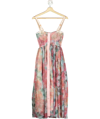 Bella Barnett Pink Floral Mesh Midi Dress UK S