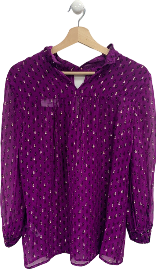 Ba&sh Purple Printed Sheer Blouse UK XS/S