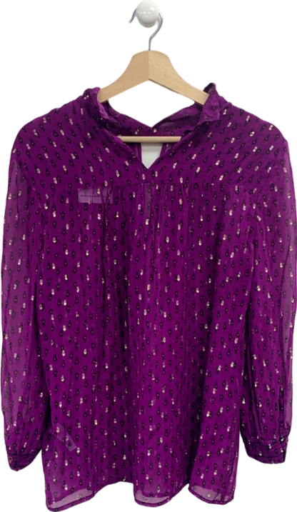 Ba&sh Purple Printed Sheer Blouse UK XS/S