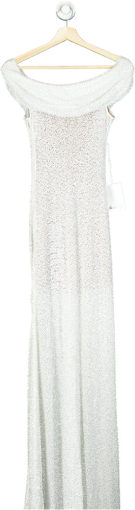 Self-Portrait White Beaded Maxi Dress UK 10