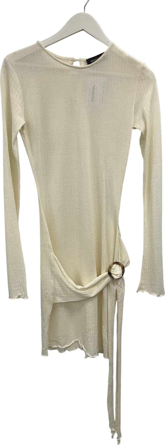 White Fox Cream You Want To Go Long Sleeve Mini Dress UK L