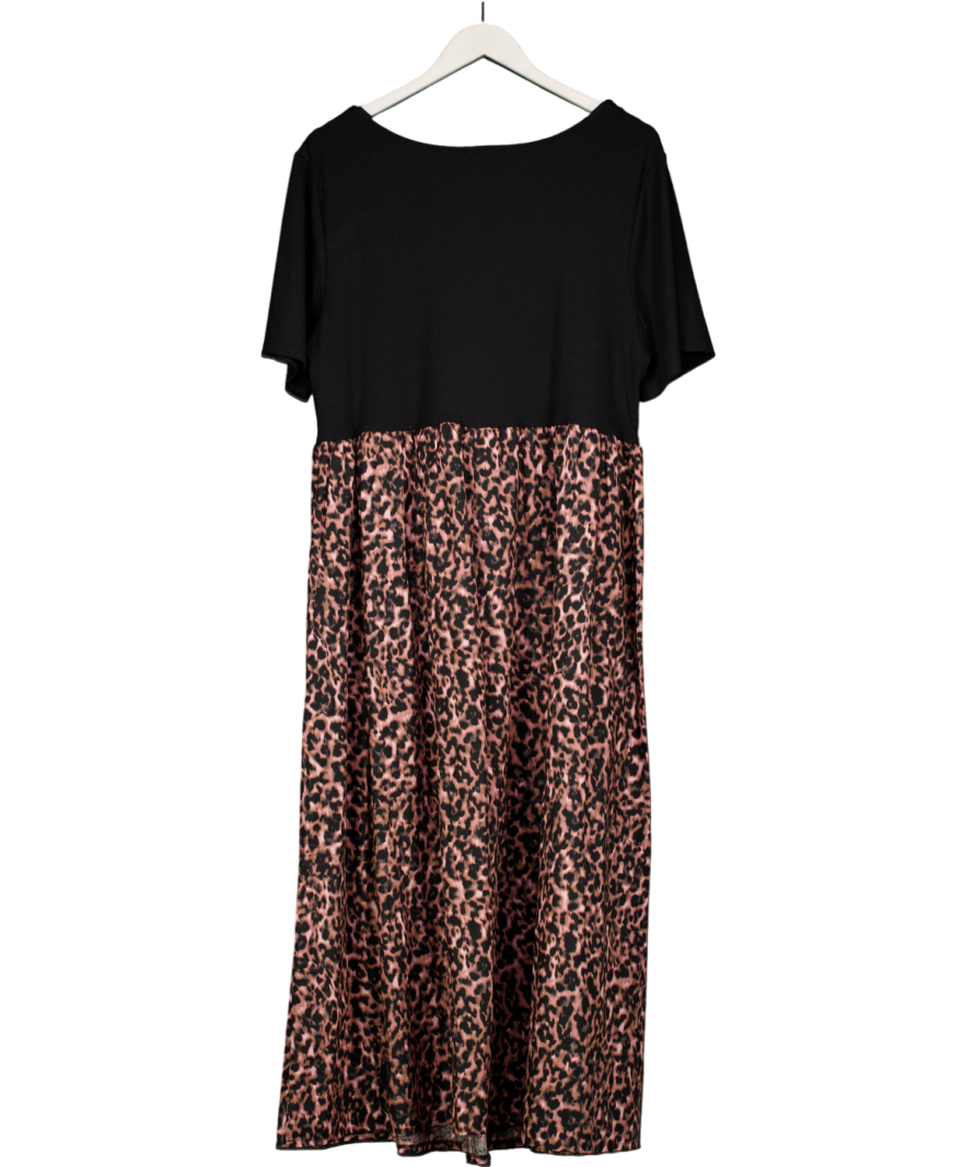 New Look Black Curves Brown Leopard Print Poplin Midi Dress UK 22 Reliked New Look Black Curves Brown Leopard Print Poplin Midi Dress UK 22 Reliked