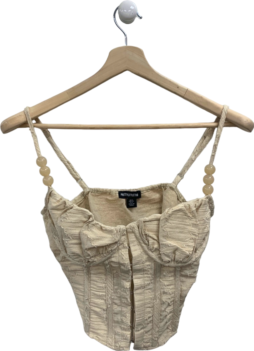 PrettyLittleThing Beige Corset-Style Top UK 8