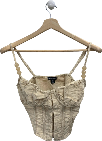 PrettyLittleThing Beige Corset-Style Top UK 8